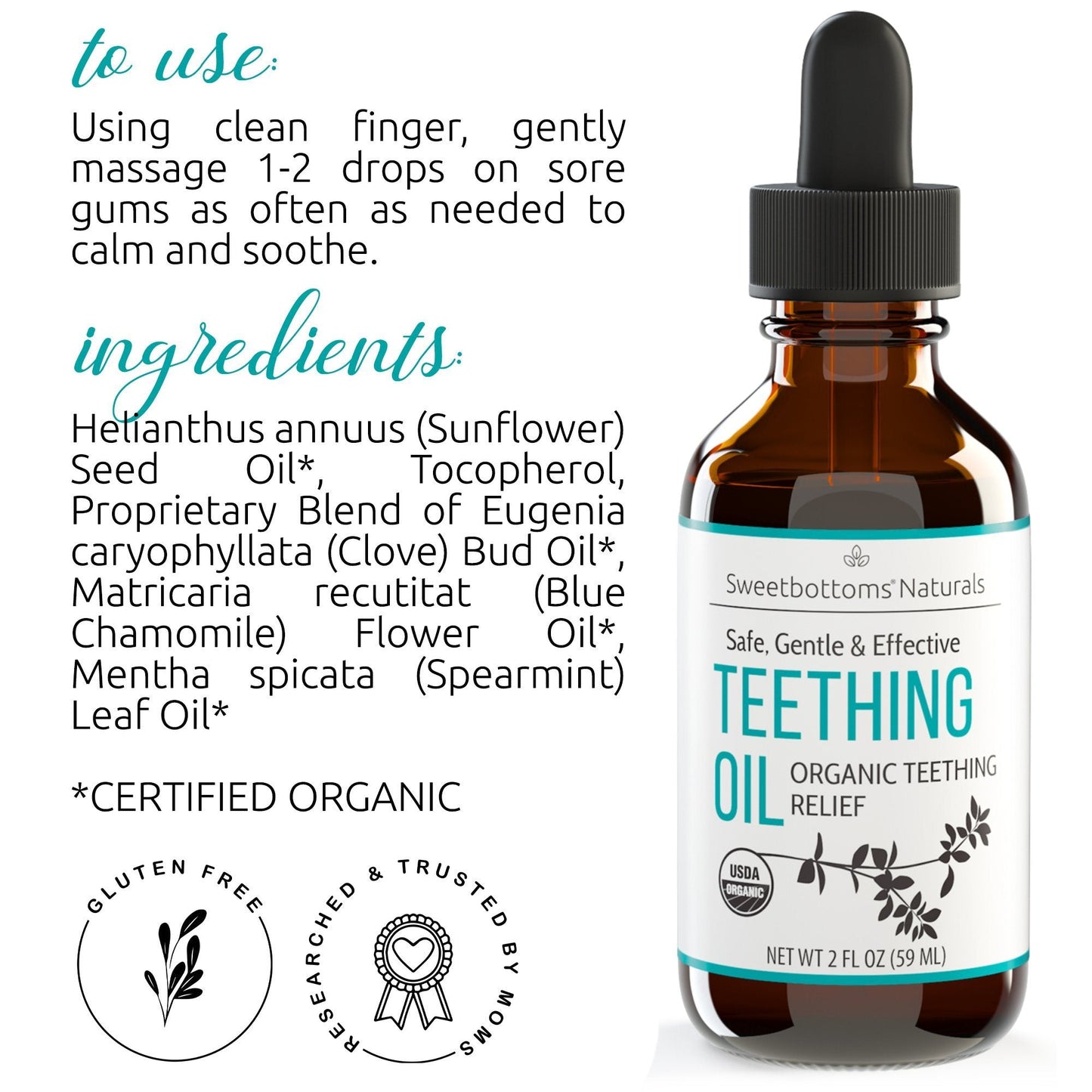 Sweetbottoms Naturals Organic Teething Oil - Sweetbottoms BoutiqueSweetbottoms Naturals