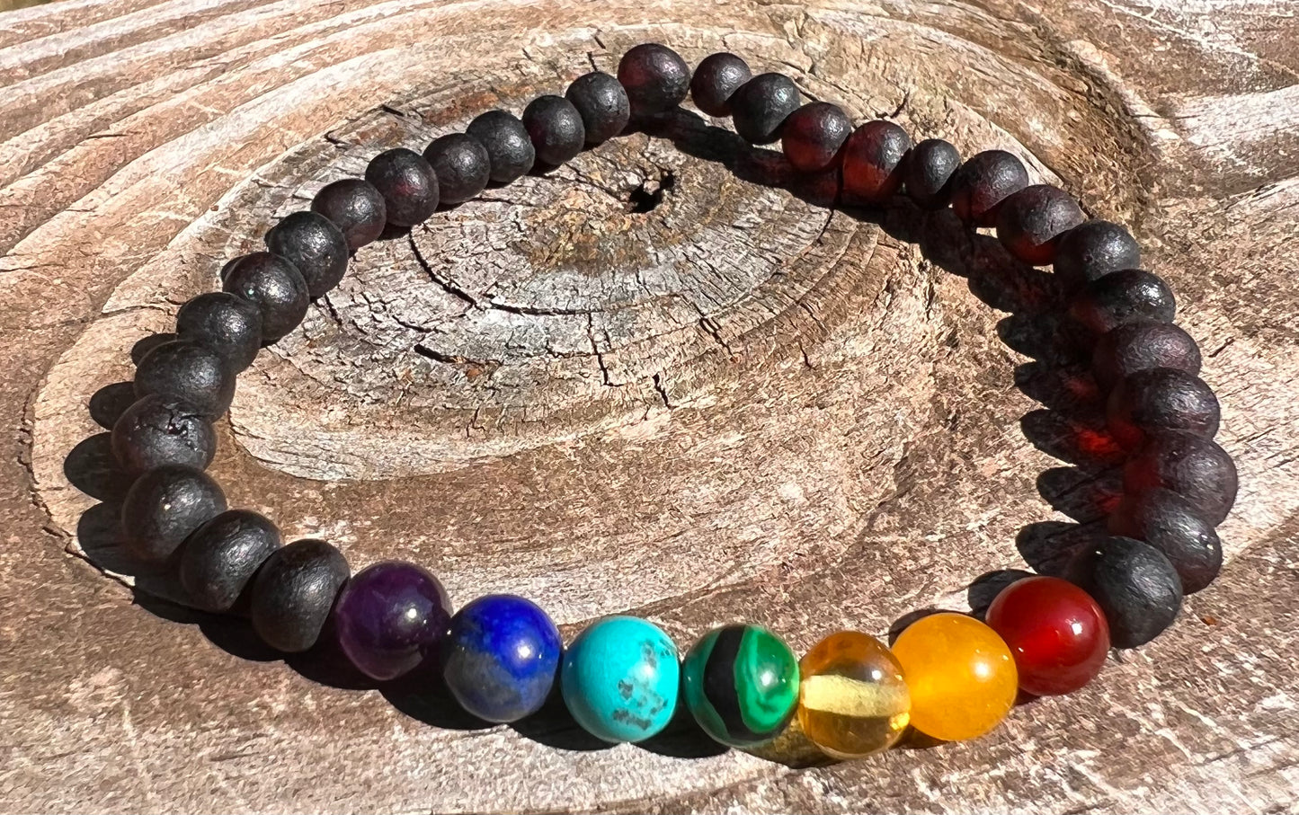 CLEARANCE - Baltic Amber/Gemstone Bracelet for Adults