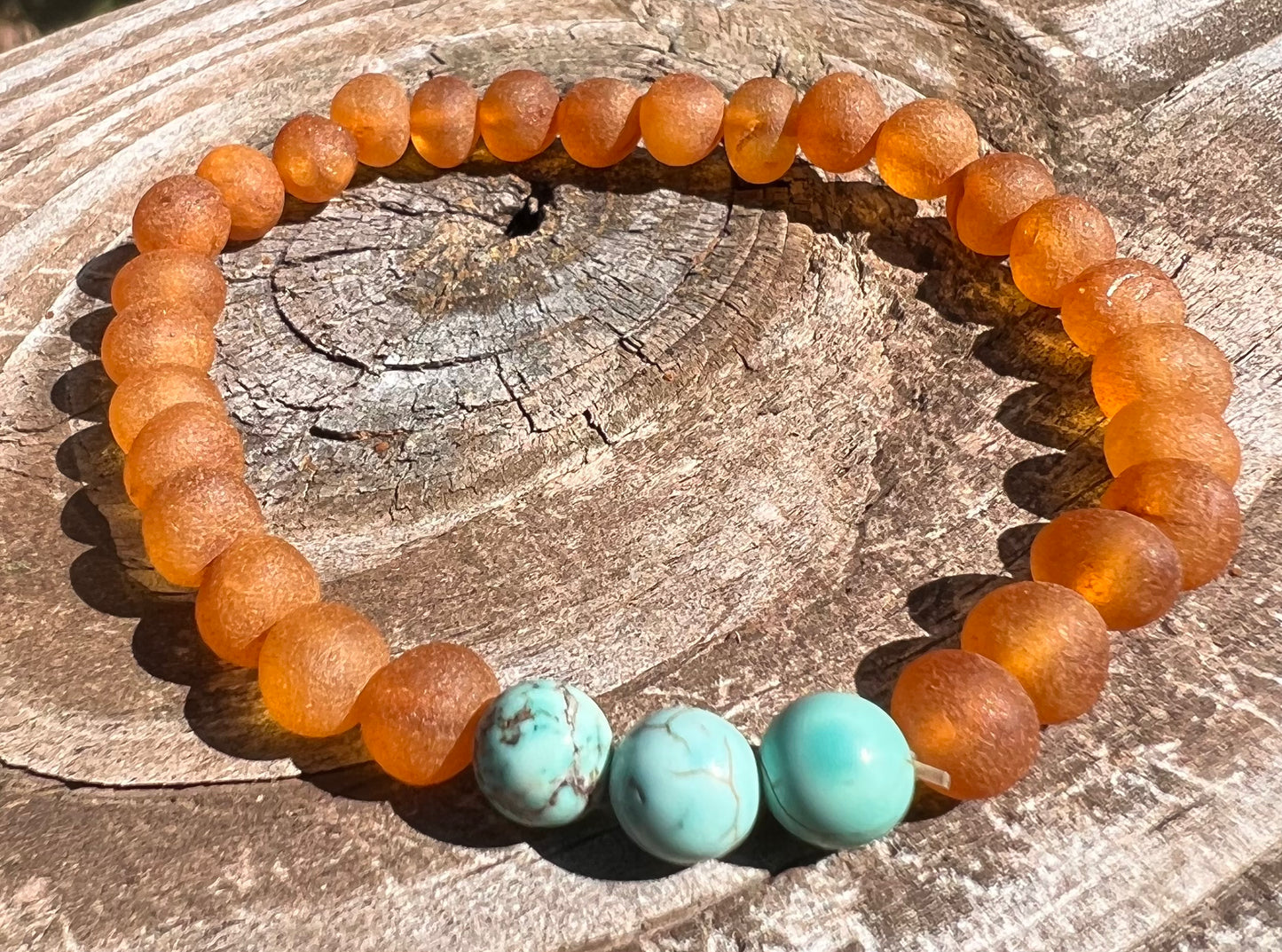CLEARANCE - Baltic Amber/Gemstone Bracelet for Adults