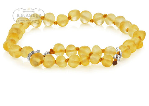 Image of Baltic Amber Anklet for Adults Jewelry R.B. Amber Jewelry Raw Lemon 