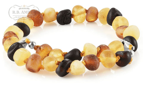 Image of Baltic Amber Anklet for Adults Jewelry R.B. Amber Jewelry Raw Multi 
