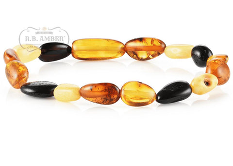 Image of Baltic Amber Bracelet for Adults Jewelry R.B. Amber Jewelry Multi Bean 