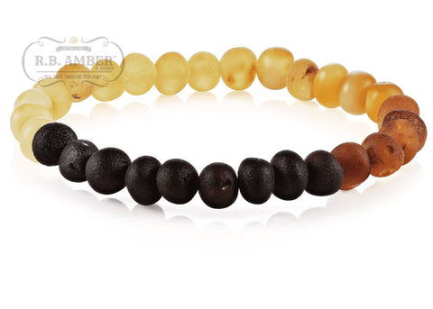 Image of Baltic Amber Bracelet for Adults Jewelry R.B. Amber Jewelry Raw Rainbow 
