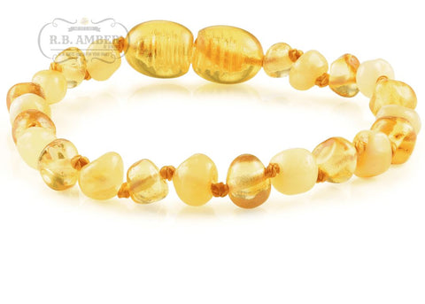 Image of Baltic Amber Children's Bracelet/Anklet Teething Jewelry R.B. Amber Jewelry Butter Lemon 