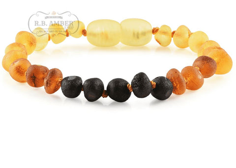 Image of Baltic Amber Children's Bracelet/Anklet Teething Jewelry R.B. Amber Jewelry Raw Rainbow 