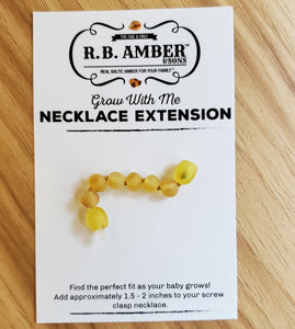 Baltic Amber Jewelry Extender Teething Jewelry R.B. Amber Jewelry Raw Honey 