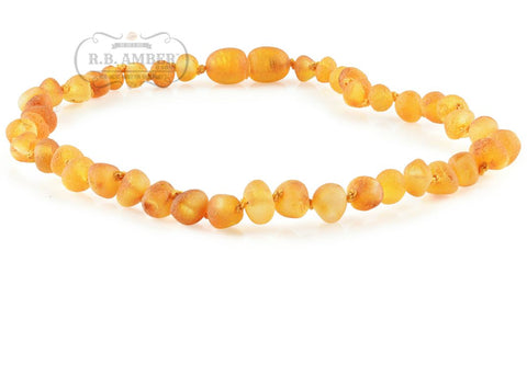 Image of Baltic Amber Necklace for Children - CLEARANCE Teething Jewelry R.B. Amber Jewelry 14-15 inches Raw Honey - POP CLASP 