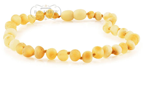 Image of Baltic Amber Necklace for Children - Pop Clasp Teething Jewelry R.B. Amber Jewelry 10-11 inches Raw Butter 