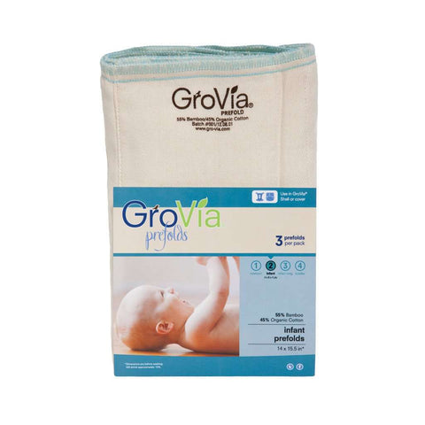 Image of GroVia Bamboo Prefolds (3 pack) Cloth Diaper GroVia Size 2: Infant (7-15 lbs) 