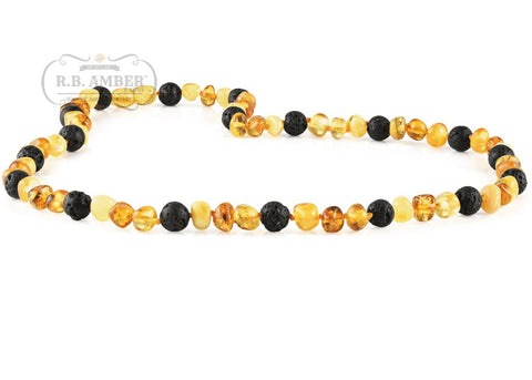 Image of Baltic Amber Aromatherapy Necklace for Adults Jewelry R.B. Amber Jewelry 20-22 inches Multi Lava 