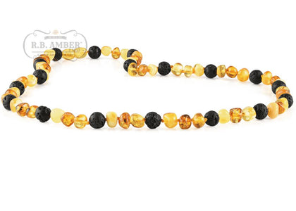 Baltic Amber Aromatherapy Necklace for Adults Jewelry R.B. Amber Jewelry 20-22 inches Multi Lava 