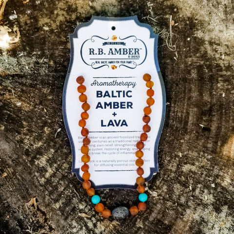 Image of Baltic Amber Aromatherapy Necklace for Children Teething Jewelry R.B. Amber Jewelry 
