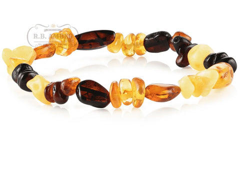Image of Baltic Amber Bracelet for Adults Jewelry R.B. Amber Jewelry Multi Mix 