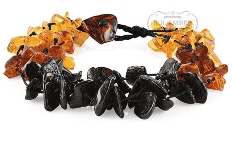 Image of Baltic Amber Bracelet for Adults Jewelry R.B. Amber Jewelry Rainbow Falls Black 