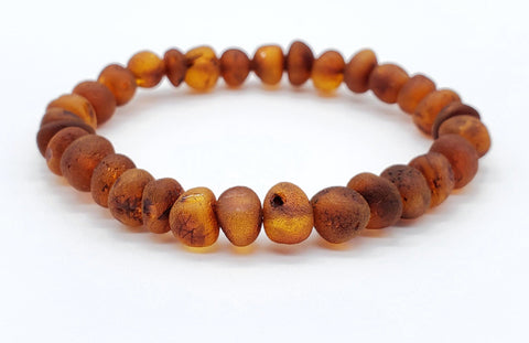 Image of Baltic Amber Bracelet for Adults Jewelry R.B. Amber Jewelry Raw Cognac 