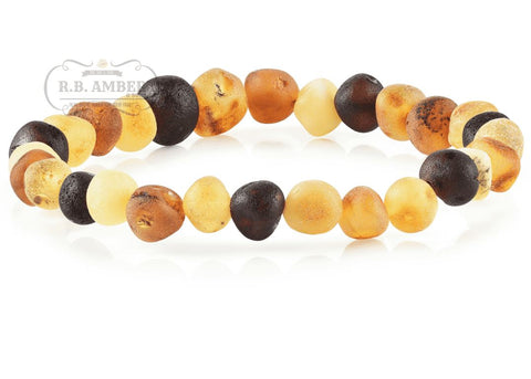 Image of Baltic Amber Bracelet for Adults Jewelry R.B. Amber Jewelry Raw Multi 