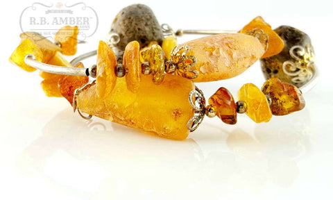 Image of Baltic Amber Bracelet for Adults Jewelry R.B. Amber Jewelry Raw Spiral 
