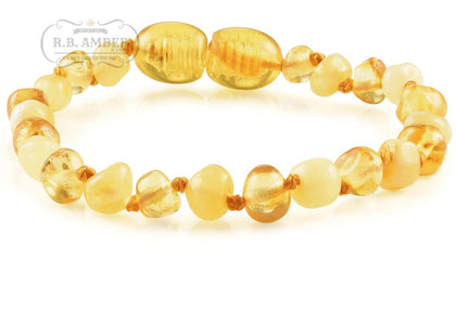 Baltic Amber Children's Bracelet/Anklet Teething Jewelry R.B. Amber Jewelry Butter Lemon 
