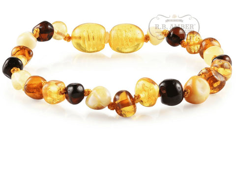 Image of Baltic Amber Children's Bracelet/Anklet Teething Jewelry R.B. Amber Jewelry Multi 