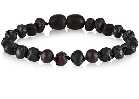 Image of Baltic Amber Children's Bracelet/Anklet Teething Jewelry R.B. Amber Jewelry Raw Cherry 