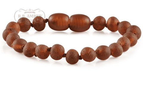 Image of Baltic Amber Children's Bracelet/Anklet Teething Jewelry R.B. Amber Jewelry Raw Cognac 