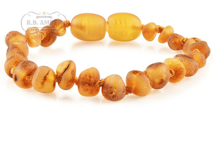 Baltic Amber Children's Bracelet/Anklet Teething Jewelry R.B. Amber Jewelry Raw Honey 