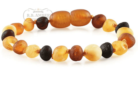 Image of Baltic Amber Children's Bracelet/Anklet Teething Jewelry R.B. Amber Jewelry Raw Multi 