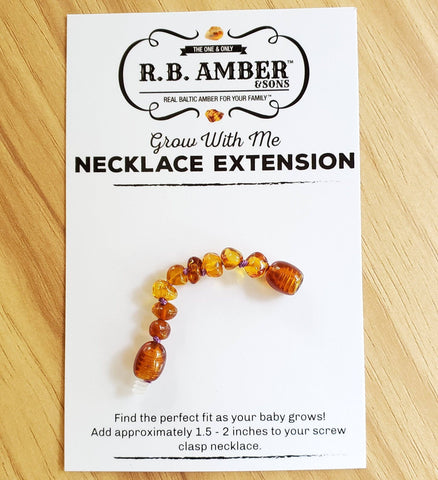 Image of Baltic Amber Jewelry Extender Teething Jewelry R.B. Amber Jewelry Cognac Amethyst 