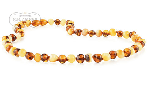 Image of Baltic Amber Necklace for Adults Jewelry R.B. Amber Jewelry 17-19 inches Cognac Butter 