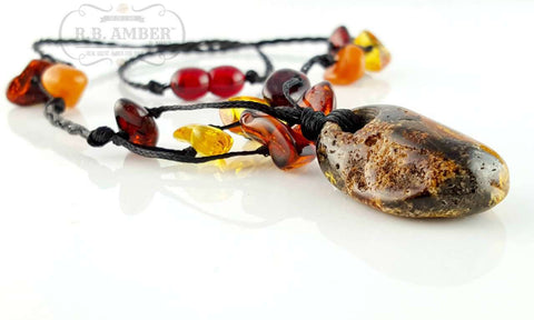 Image of Baltic Amber Necklace for Adults Jewelry R.B. Amber Jewelry 17-19 inches Exclusive Multi Pendant 