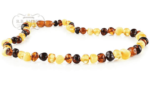 Image of Baltic Amber Necklace for Adults Jewelry R.B. Amber Jewelry 17-19 inches Multi 