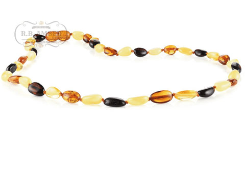 Image of Baltic Amber Necklace for Adults Jewelry R.B. Amber Jewelry 17-19 inches Multi Bean 