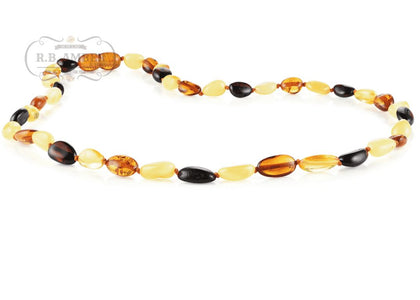 Baltic Amber Necklace for Adults Jewelry R.B. Amber Jewelry 17-19 inches Multi Bean 