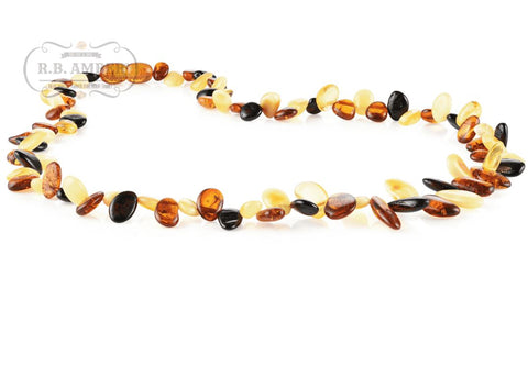 Image of Baltic Amber Necklace for Adults Jewelry R.B. Amber Jewelry 17-19 inches Multi Leaves 