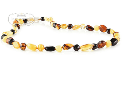 Baltic Amber Necklace for Adults Jewelry R.B. Amber Jewelry 17-19 inches Multi Mix 