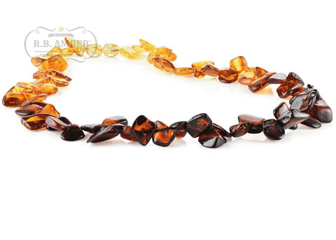 Image of Baltic Amber Necklace for Adults Jewelry R.B. Amber Jewelry 17-19 inches Rainbow Leaves 