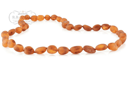 Baltic Amber Necklace for Adults Jewelry R.B. Amber Jewelry 17-19 inches Raw Cognac Bean 