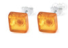 Baltic Amber Square Stud Earrings Jewelry R.B. Amber Jewelry Cognac 