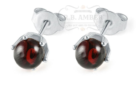 Image of Baltic Amber Stud Earrings Jewelry R.B. Amber Jewelry Cherry 