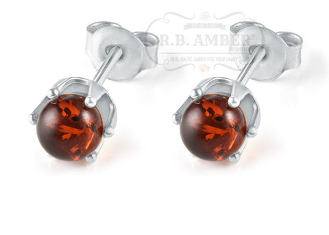 Image of Baltic Amber Stud Earrings Jewelry R.B. Amber Jewelry Cognac 