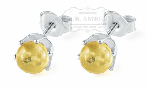 Image of Baltic Amber Stud Earrings Jewelry R.B. Amber Jewelry Lemon 