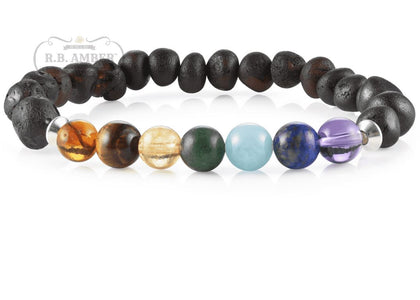 Baltic Amber/Gemstone Bracelet for Adults Jewelry R.B. Amber Jewelry Raw Cherry Chakra 