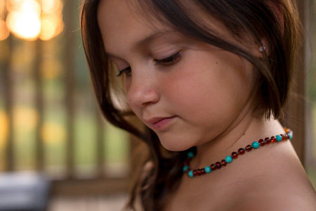 Baltic Amber/Gemstone Children's Necklace Teething Jewelry R.B. Amber Jewelry 