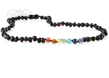 Baltic Amber/Gemstone Necklace for Adults Jewelry R.B. Amber Jewelry 17-19 inches Cherry Chakra 