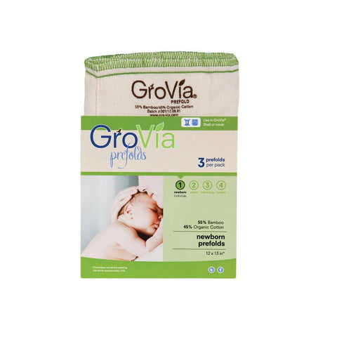 Image of GroVia Bamboo Prefolds (3 pack) Cloth Diaper GroVia Size 1: Newborn (4-9 lbs) 
