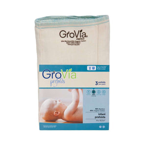 GroVia Bamboo Prefolds (3 pack) Cloth Diaper GroVia Size 2: Infant (7-15 lbs) 