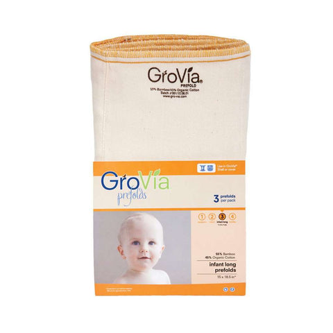 Image of GroVia Bamboo Prefolds (3 pack) Cloth Diaper GroVia Size 3: Infant Long (15-25 lbs) 