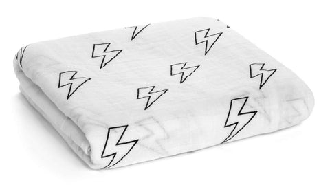 Image of Modern Burlap Organic Cotton Muslin Swaddle Blanket Sleep Modern Burlap Lightening Bolts 