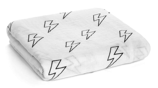 Modern Burlap Organic Cotton Muslin Swaddle Blanket Sleep Modern Burlap Lightening Bolts 